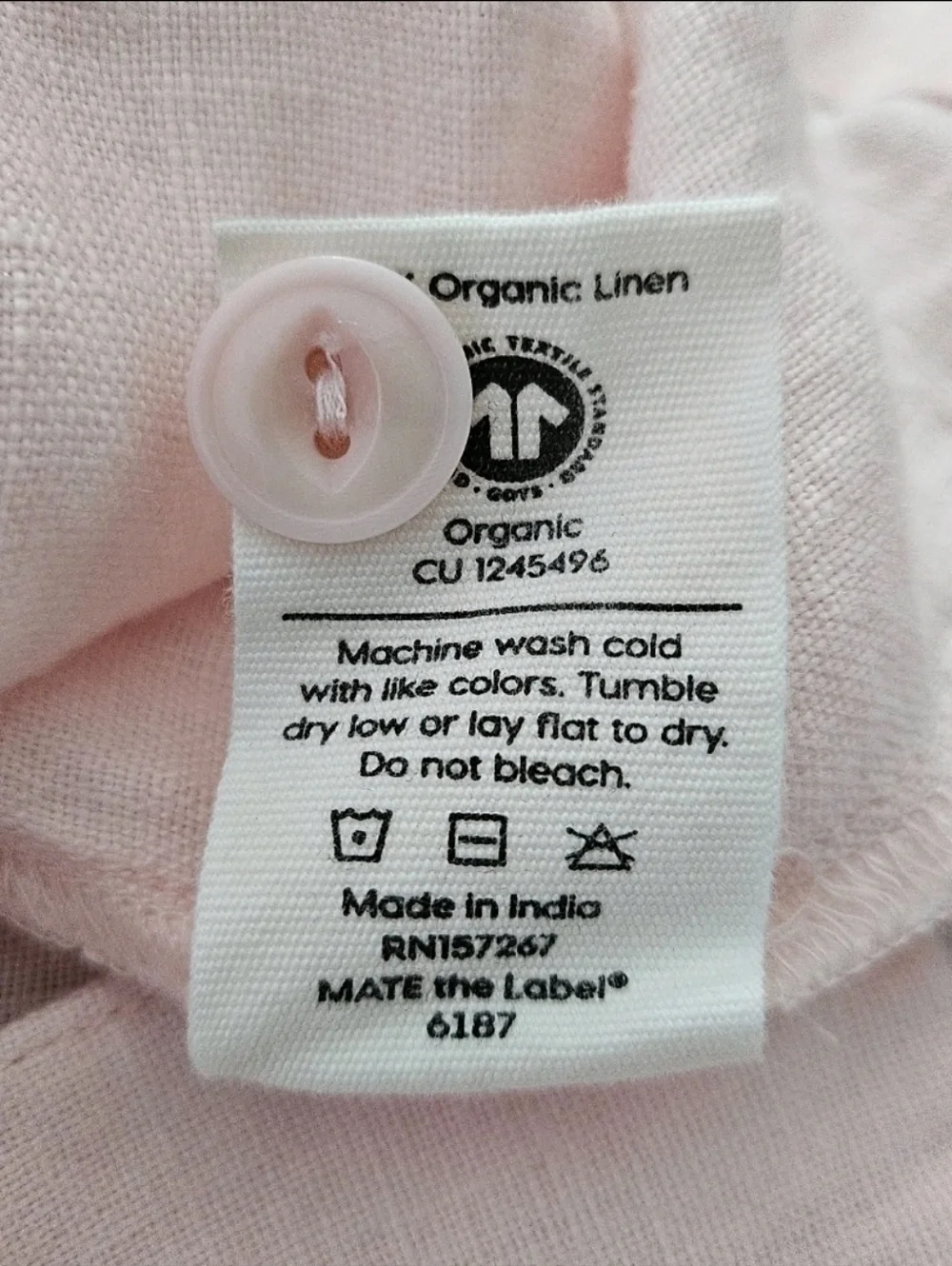 Mate The Label Organic Linen Button Front Dress In Opal - Picture 5 of 8